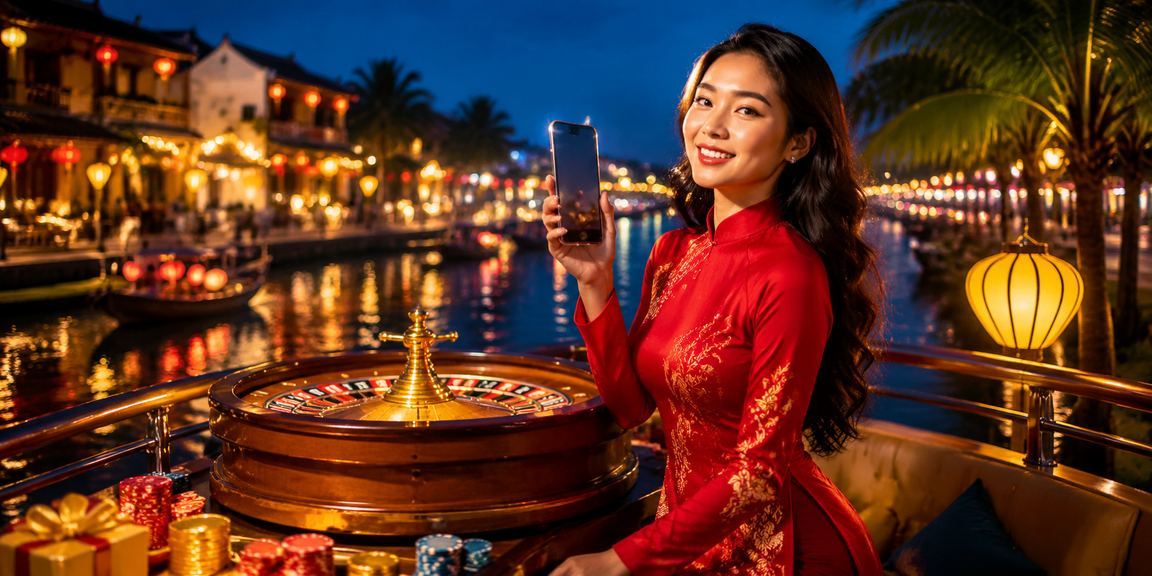 Bàn roulette trong sảnh casino phong cách Hội An