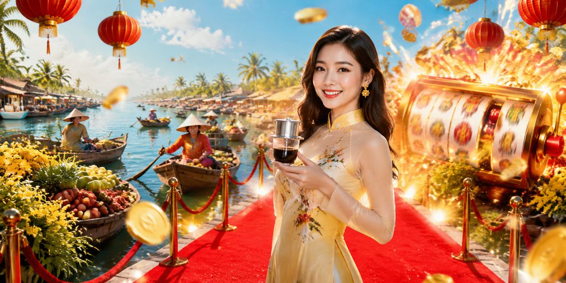 Người dùng tại vùng Mekong thư giãn với cà phê và chơi slot game có trách nhiệm